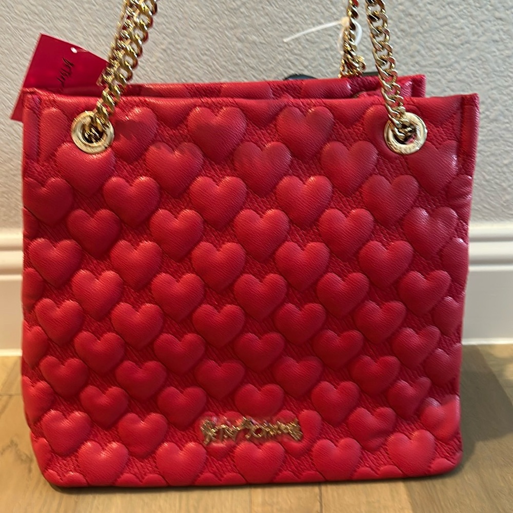 Betsey Johnson Be My Better Half Heart Shopper Red New